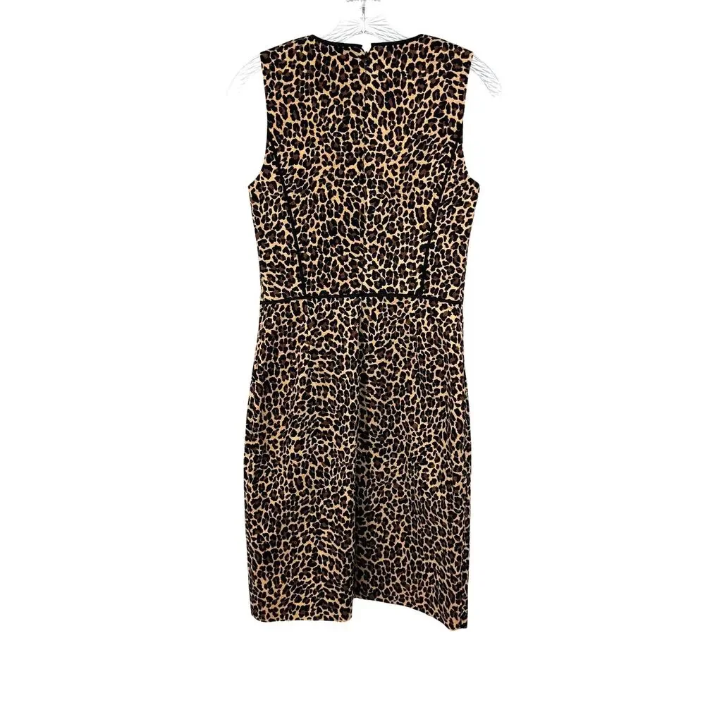 J. Crew Vegas Leopard Print Sheath Dress Size 0 Preppy Careerwear Classic